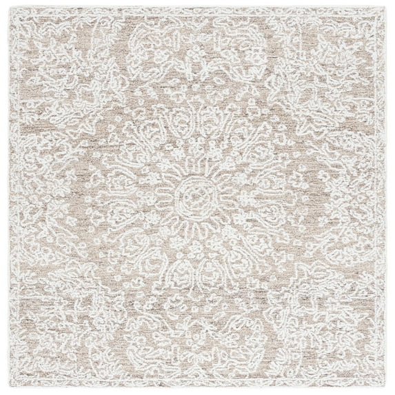 SAFAVIEH Ebony Adolf Floral Area Rug, Ivory/Brown, 6' x 6' Square