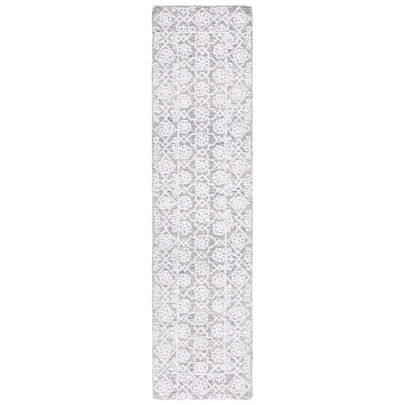 SAFAVIEH Ebony Adrasteia Floral Runner Rug, Ivory/Grey, 2'3" x 9'