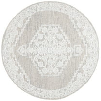 SAFAVIEH Ebony Adria Floral Area Rug, Ivory/Taupe, 6' x 6' Round