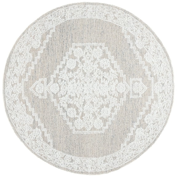 SAFAVIEH Ebony Adria Floral Area Rug, Ivory/Taupe, 6' x 6' Round