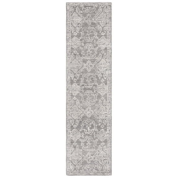SAFAVIEH Ebony Agatha Geometric Runner Rug, Ivory/Grey, 2'3" x 9'