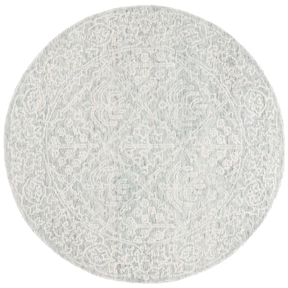 SAFAVIEH Ebony Aidan Geometric Area Rug, Ivory/Light Grey, 6' x 6' Round