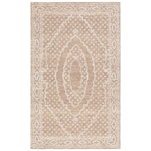 SAFAVIEH Ebony Aiden Bordered Area Rug, Ivory/Brown, 3' x 5'