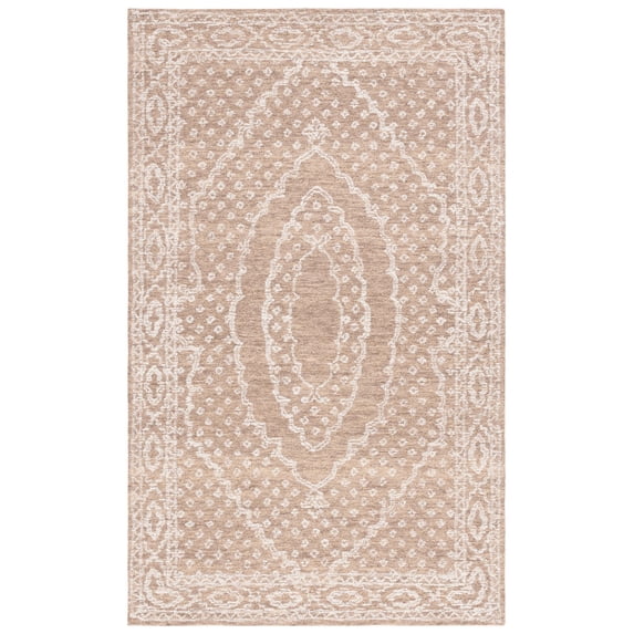 SAFAVIEH Ebony Aiden Bordered Area Rug, Ivory/Brown, 3' x 5'