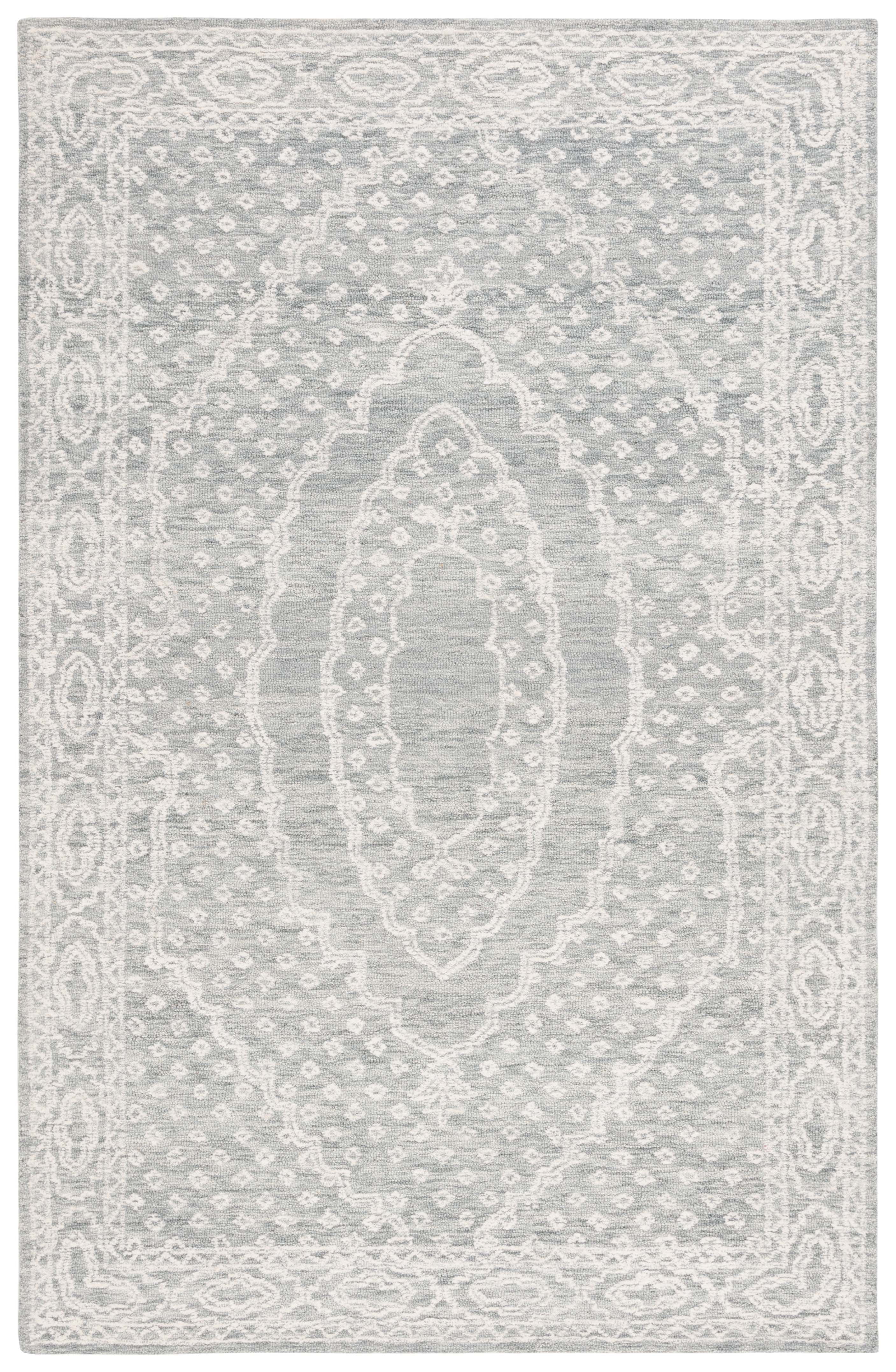 SAFAVIEH Ebony Aiden Bordered Area Rug, Ivory/Grey, 4' x 6'