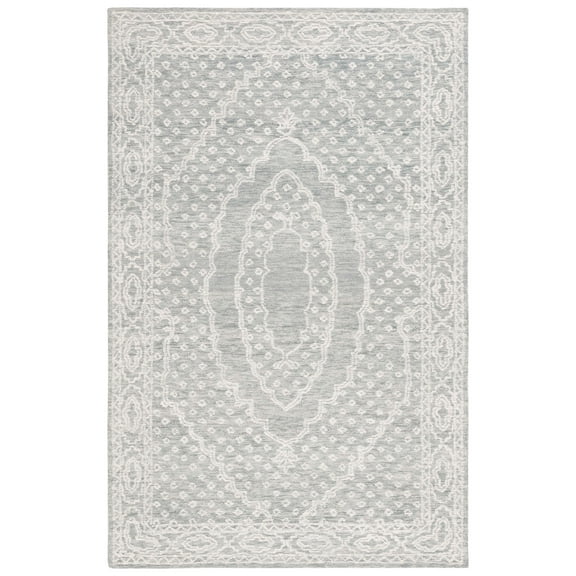 SAFAVIEH Ebony Aiden Bordered Area Rug, Ivory/Grey, 5' x 8'
