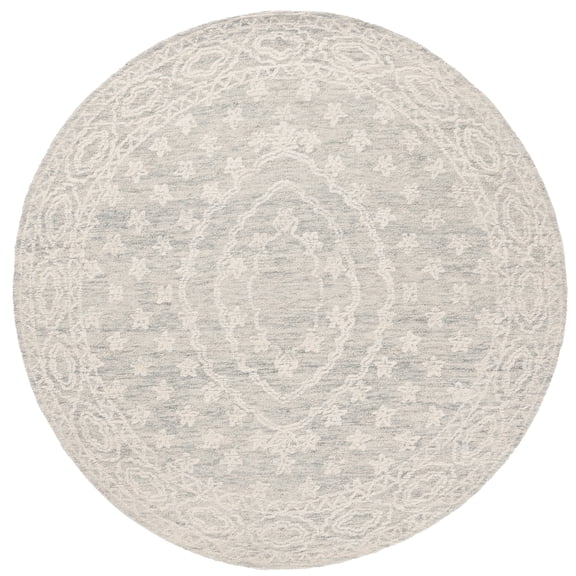 SAFAVIEH Ebony Aifric Medallion Area Rug, Ivory/Light Blue, 6' x 6' Round