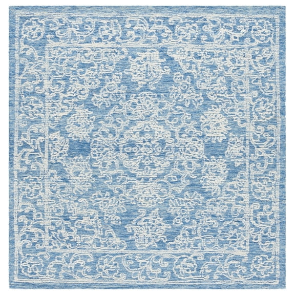 SAFAVIEH Ebony Ailbhe Medallion Area Rug, Ivory/Blue, 3' x 3' Square