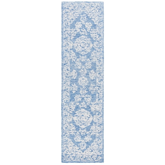 SAFAVIEH Ebony Ailbhe Medallion Runner Rug, Ivory/Blue, 2'3" x 9'
