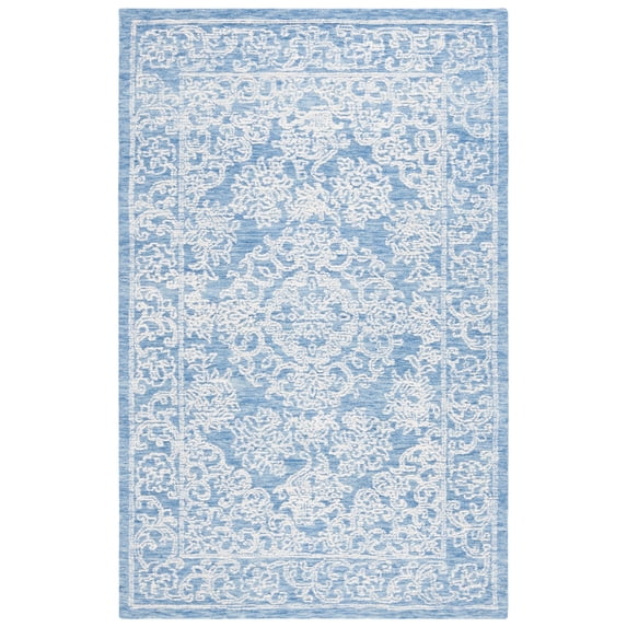SAFAVIEH Ebony Ailbhe Traditional Area Rug, Ivory/Blue, 6' x 9'