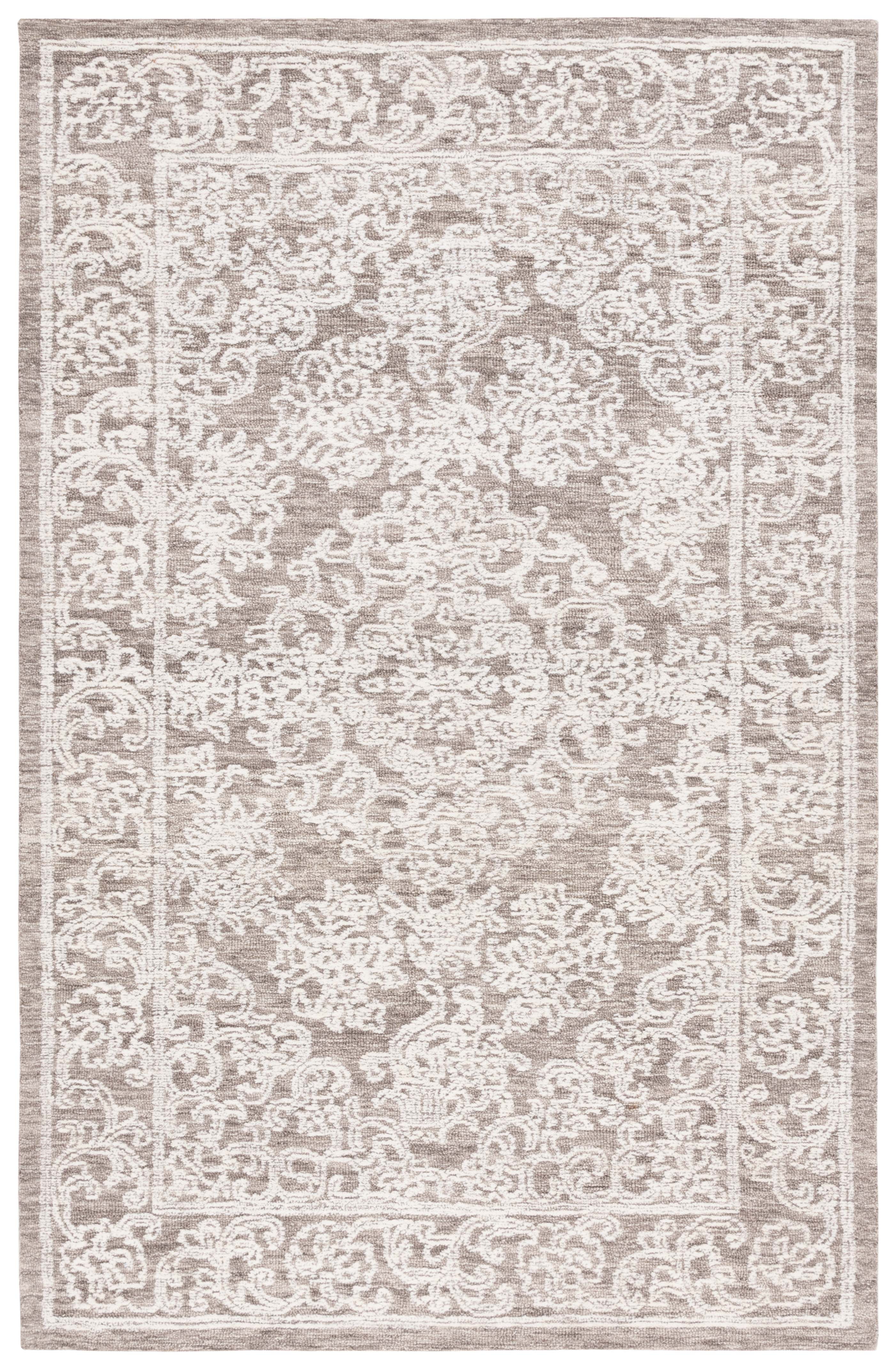 SAFAVIEH Ebony Ailbhe Traditional Area Rug, Ivory/Dark Grey, 3' x 5'