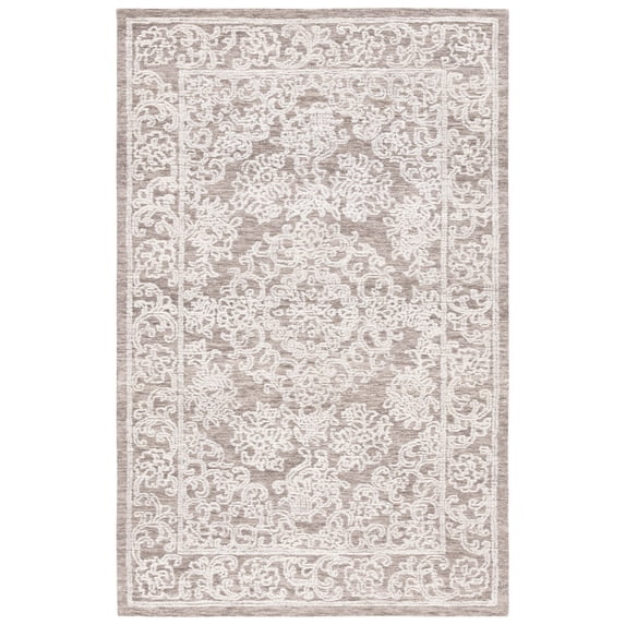 SAFAVIEH Ebony Ailbhe Traditional Area Rug, Ivory/Dark Grey, 3' x 5'