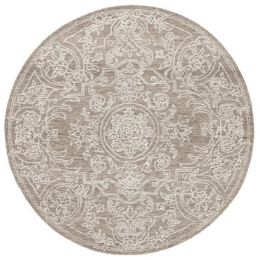 SAFAVIEH Ebony Ailin Medallion Area Rug, Ivory/Dark Grey, 6' x 6' Round