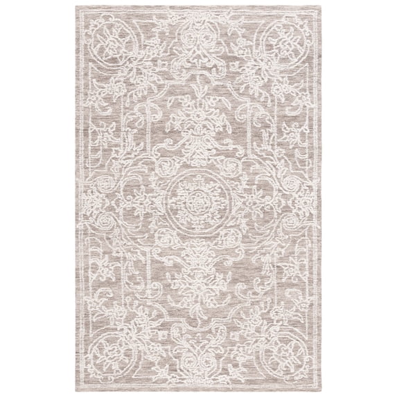 SAFAVIEH Ebony Ailin Traditional Area Rug, Ivory/Dark Grey, 3' x 5'
