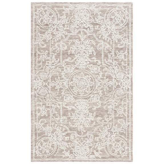 SAFAVIEH Ebony Ailin Traditional Area Rug, Ivory/Dark Grey, 5' x 8'