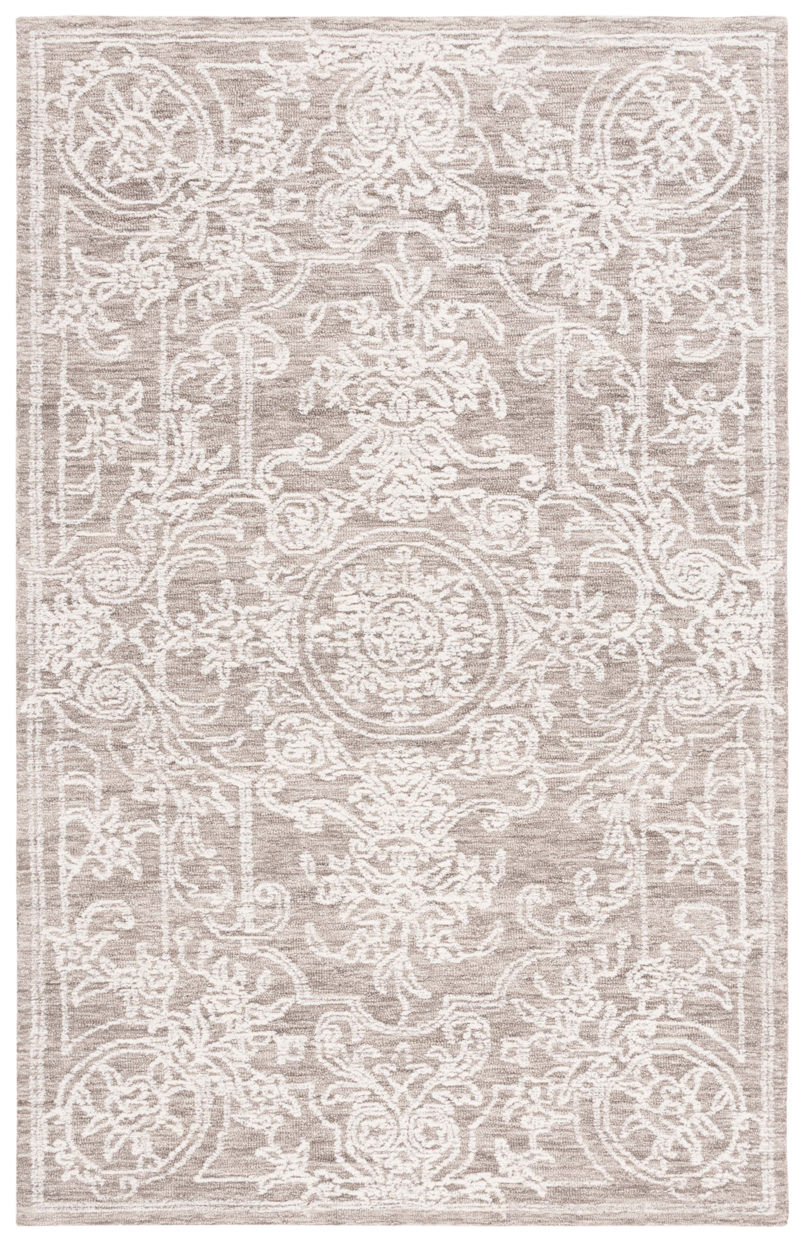 SAFAVIEH Ebony Ailin Traditional Area Rug, Ivory/Dark Grey, 8' x 10'