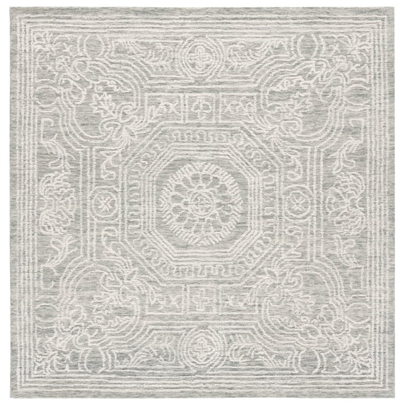 SAFAVIEH Ebony Aindreas Medallion Area Rug, Ivory/Grey, 6' x 6' Square
