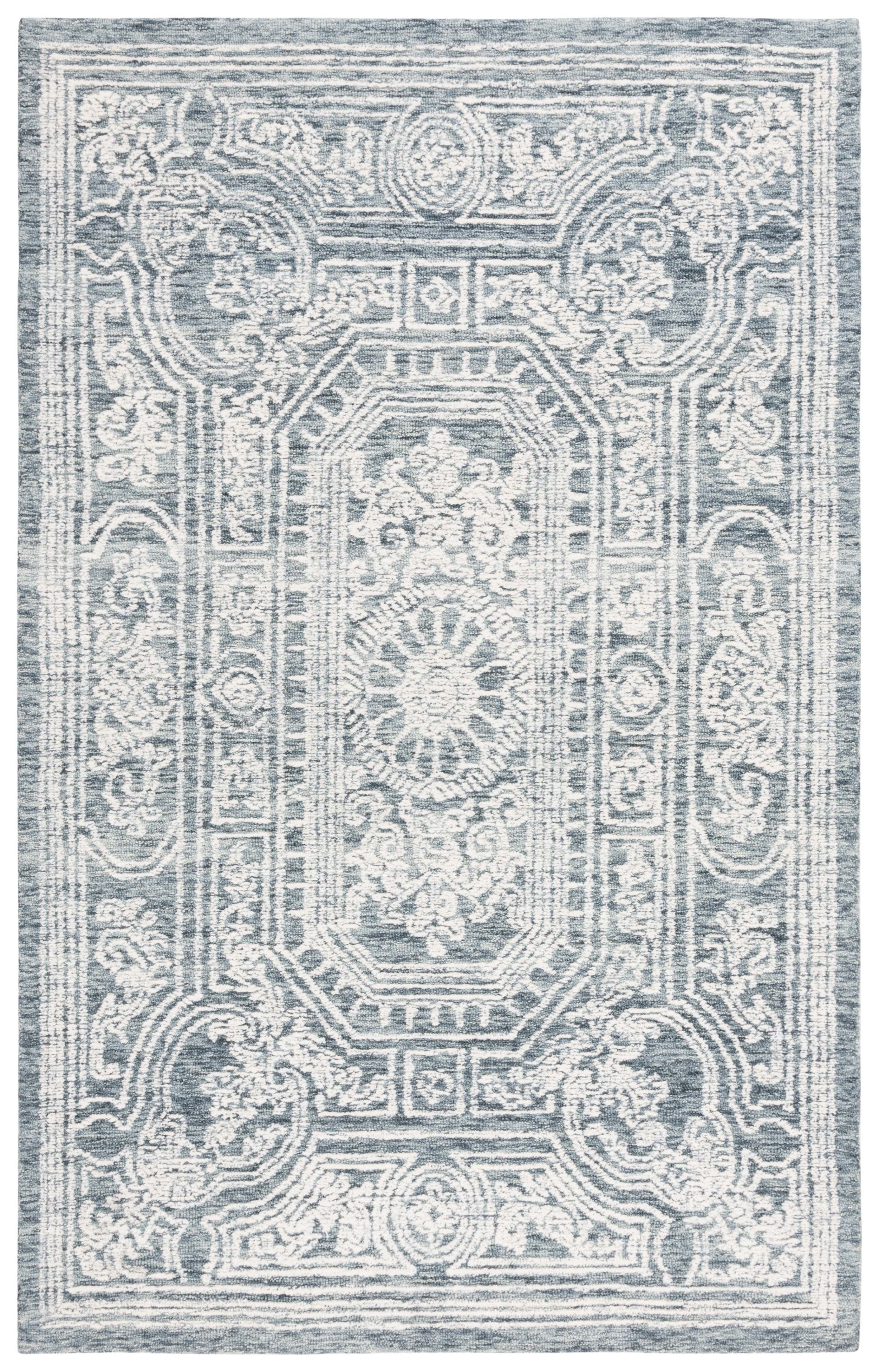 SAFAVIEH Ebony Aindreas Traditional Area Rug, Ivory/Dark Grey, 3' x 5'