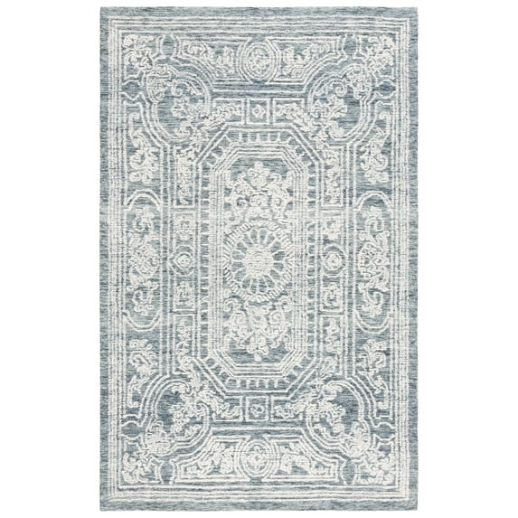SAFAVIEH Ebony Aindreas Traditional Area Rug, Ivory/Dark Grey, 5' x 8'