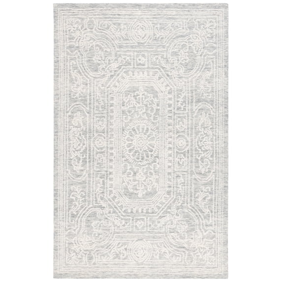 SAFAVIEH Ebony Aindreas Traditional Area Rug, Ivory/Grey, 6' x 9'