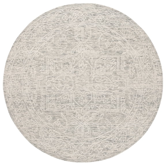 SAFAVIEH Ebony Ainslee Medallion Area Rug, Ivory/Grey, 6' x 6' Round