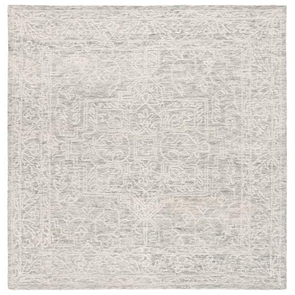 SAFAVIEH Ebony Ainslee Medallion Area Rug, Ivory/Grey, 6' x 6' Square
