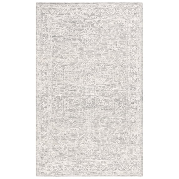 SAFAVIEH Ebony Ainslee Traditional Area Rug, Ivory/Grey, 3' x 5'