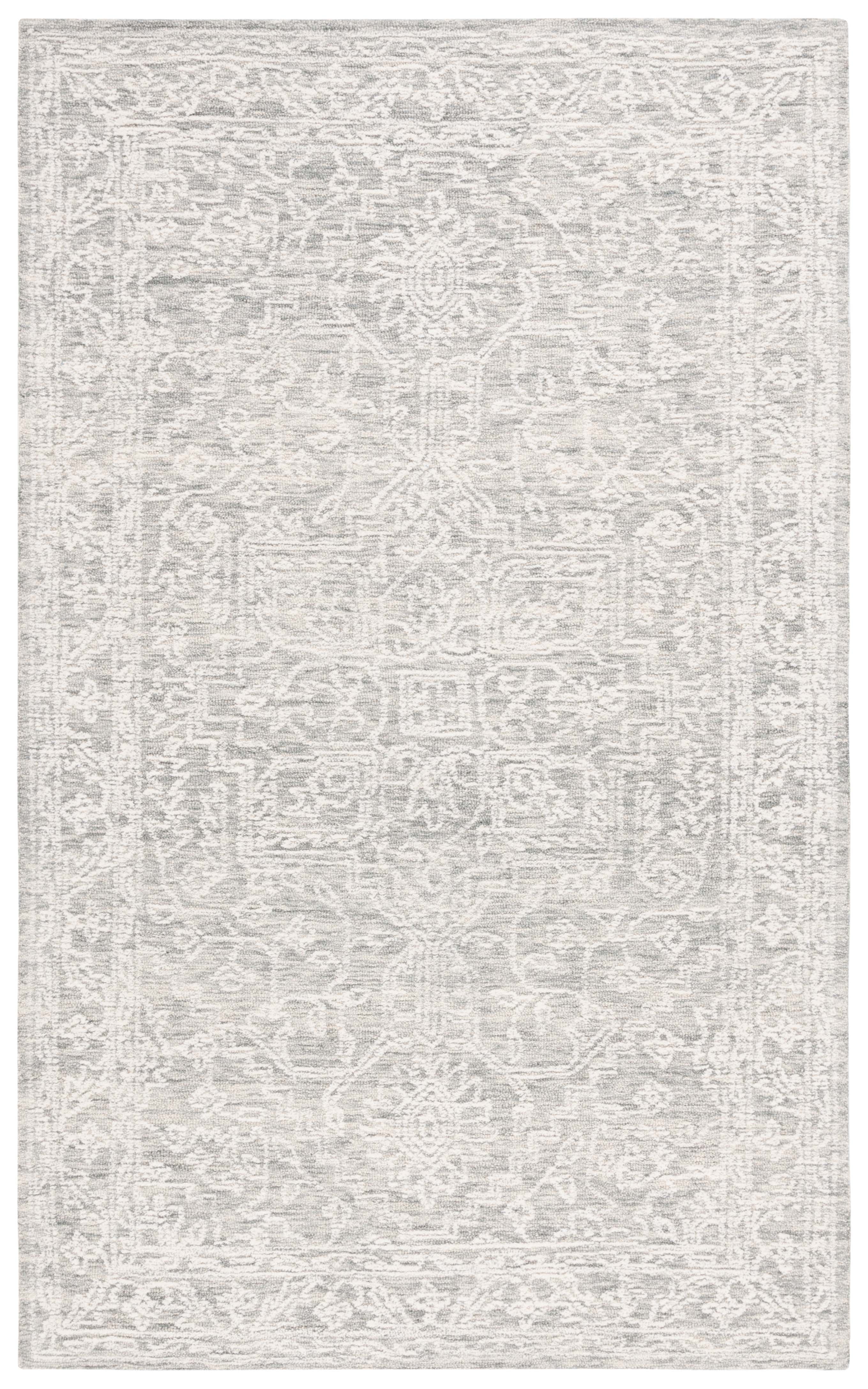 Gray Wool Handmade Tufted Rectangular Area Rug 5' x 8'
