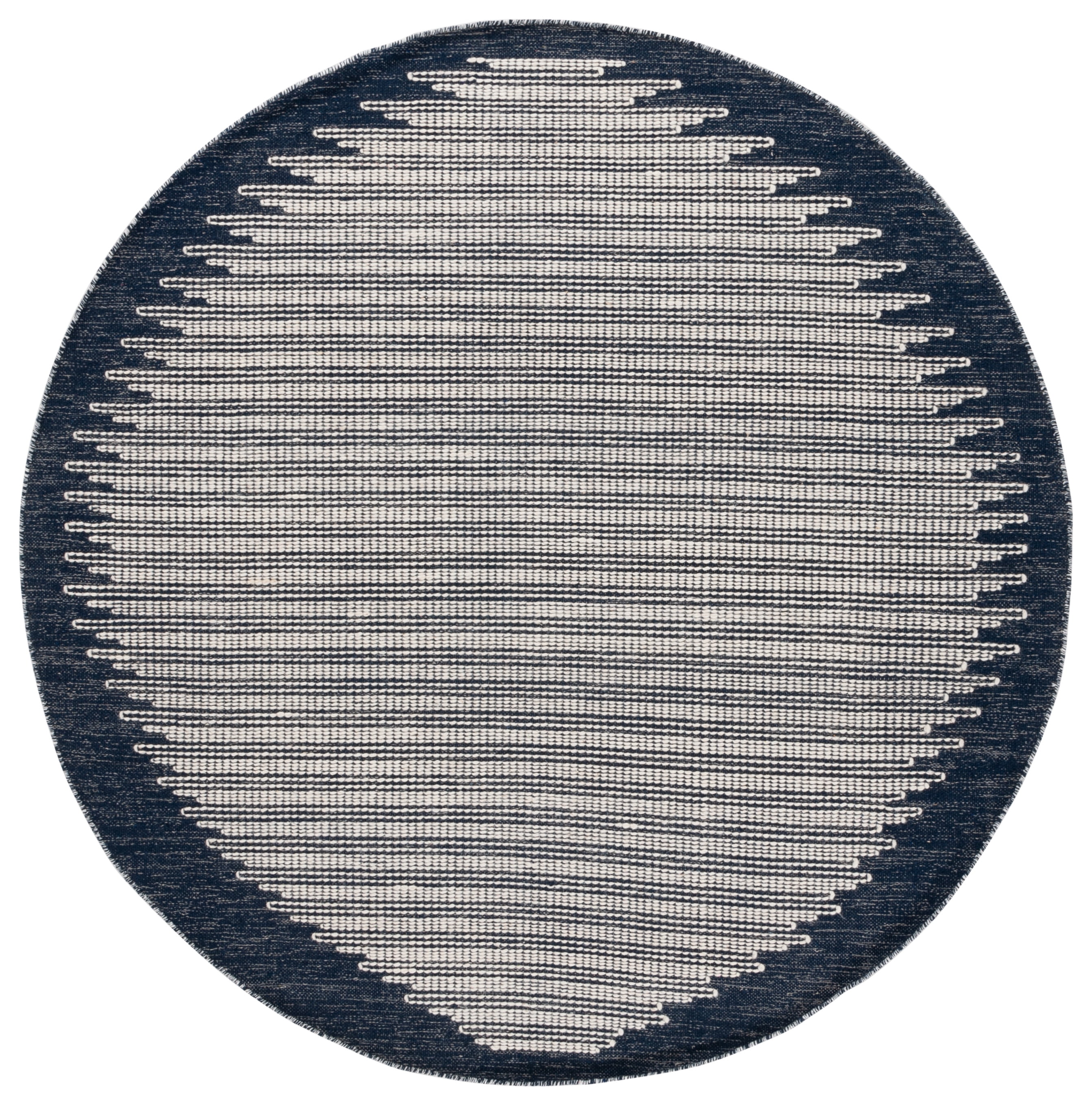 SAFAVIEH Ebony Ainsley Modern Area Rug, Ivory/Navy, 6' x 6' Round