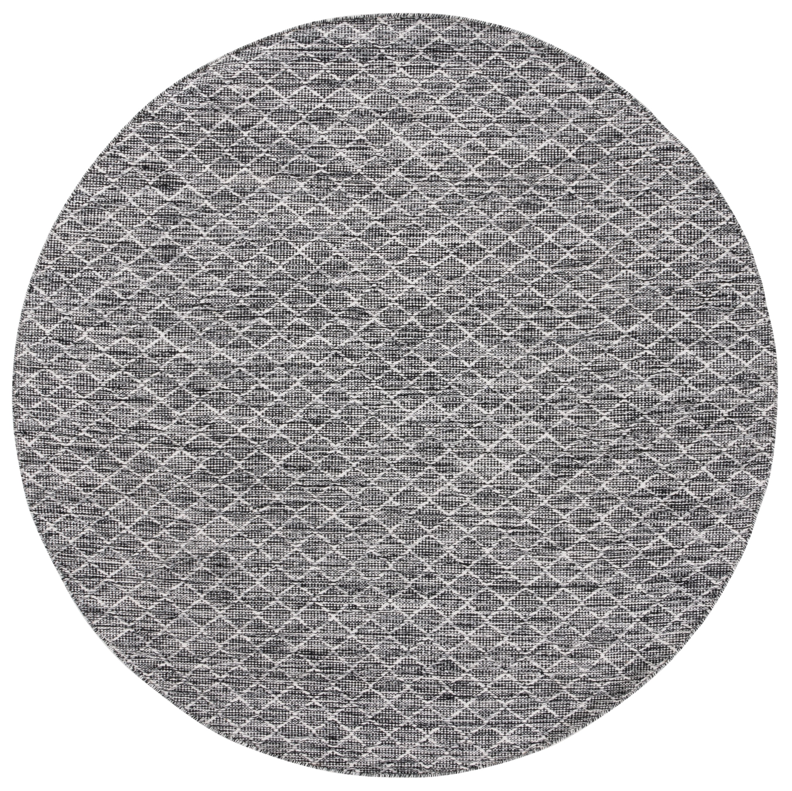 SAFAVIEH Ebony Aisha Diamond Cotton Area Rug, Ivory/Black, 6' x 6' Round