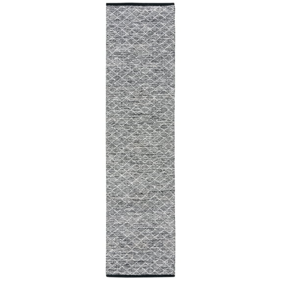 SAFAVIEH Ebony Aisha Diamond Cotton Runner Rug, Ivory/Black, 2'3" x 9'
