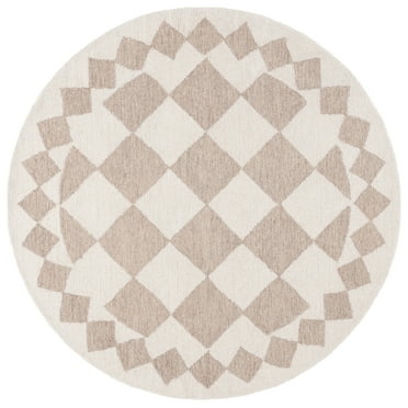 SAFAVIEH Ebony Alastar Checkered Area Rug, Beige/Ivory, 6' x 6' Round