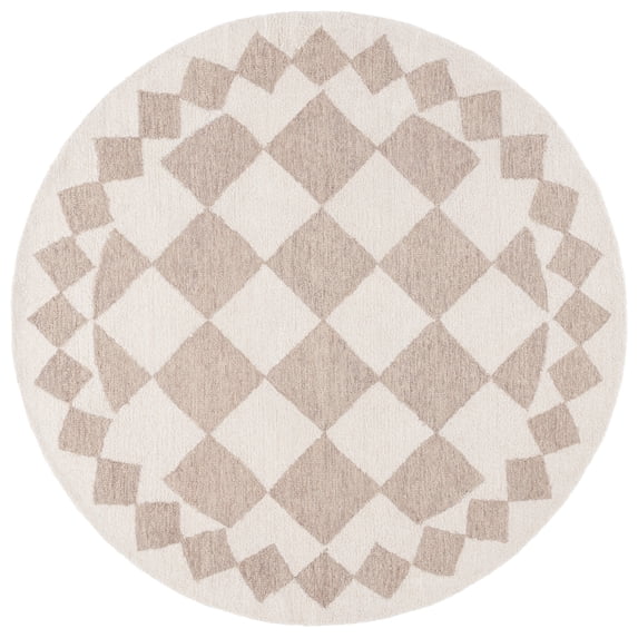SAFAVIEH Ebony Alastar Checkered Area Rug, Beige/Ivory, 6' x 6' Round