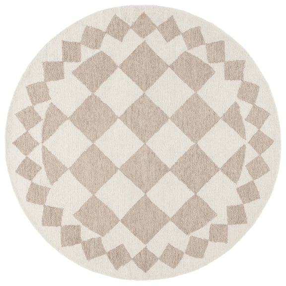 SAFAVIEH Ebony Alastar Checkered Area Rug, Beige/Ivory, 6' x 6' Round