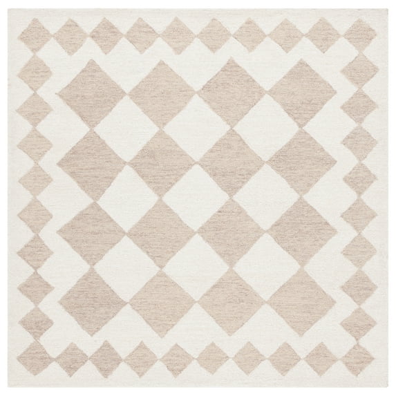 SAFAVIEH Ebony Alastar Checkered Area Rug, Beige/Ivory, 6' x 6' Square