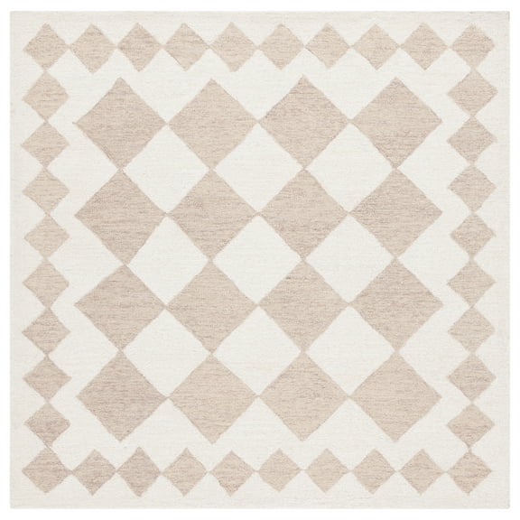 SAFAVIEH Ebony Alastar Checkered Area Rug, Beige/Ivory, 6' x 6' Square