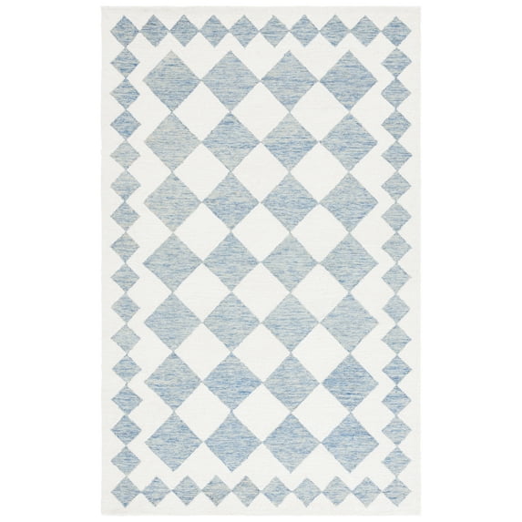 SAFAVIEH Ebony Alastar Checkered Area Rug, Blue/Ivory, 4' x 6'