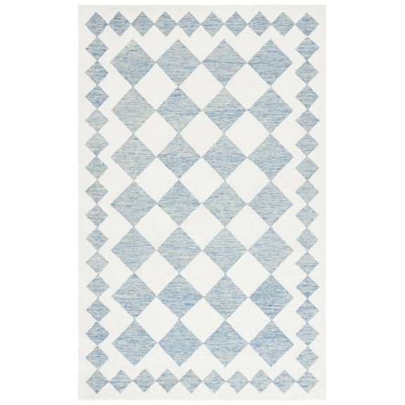 SAFAVIEH Ebony Alastar Checkered Area Rug, Blue/Ivory, 5' x 8'