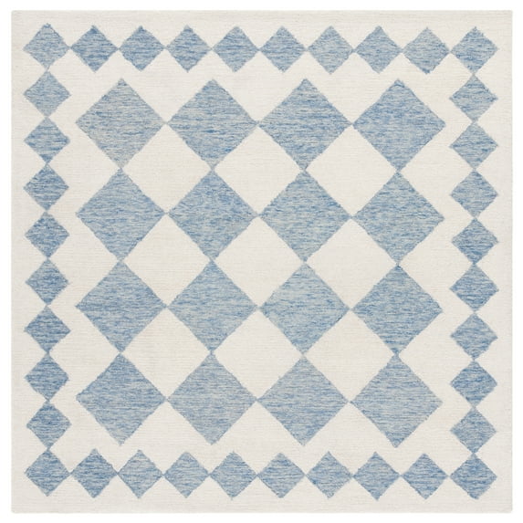 SAFAVIEH Ebony Alastar Checkered Area Rug, Blue/Ivory, 6' x 6' Square