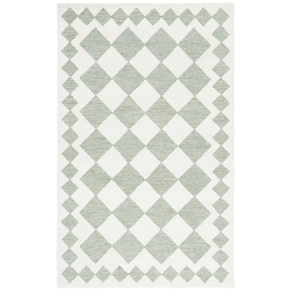 SAFAVIEH Ebony Alastar Checkered Area Rug, Green/Ivory, 5' x 8'