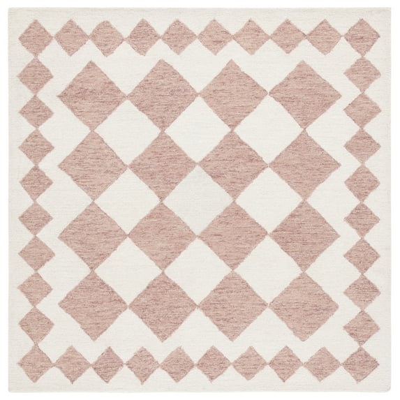 SAFAVIEH Ebony Alastar Checkered Area Rug, Pink/Ivory, 6' x 6' Square