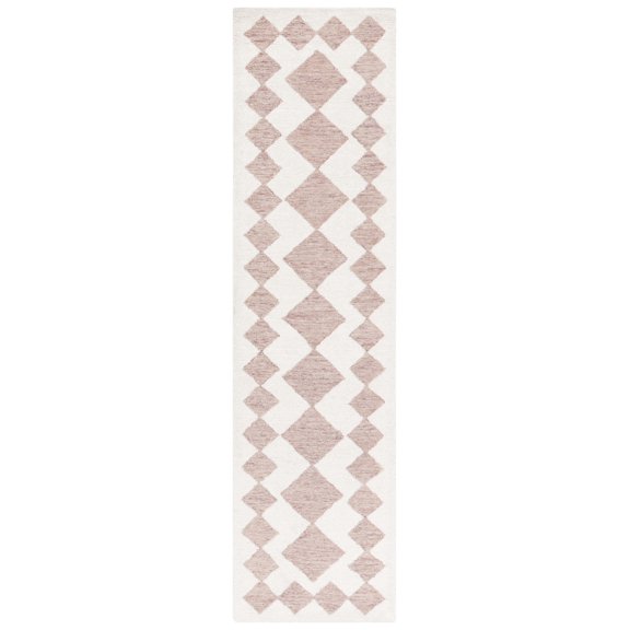 SAFAVIEH Ebony Alastar Checkered Runner Rug, Pink/Ivory, 2'3" x 9'