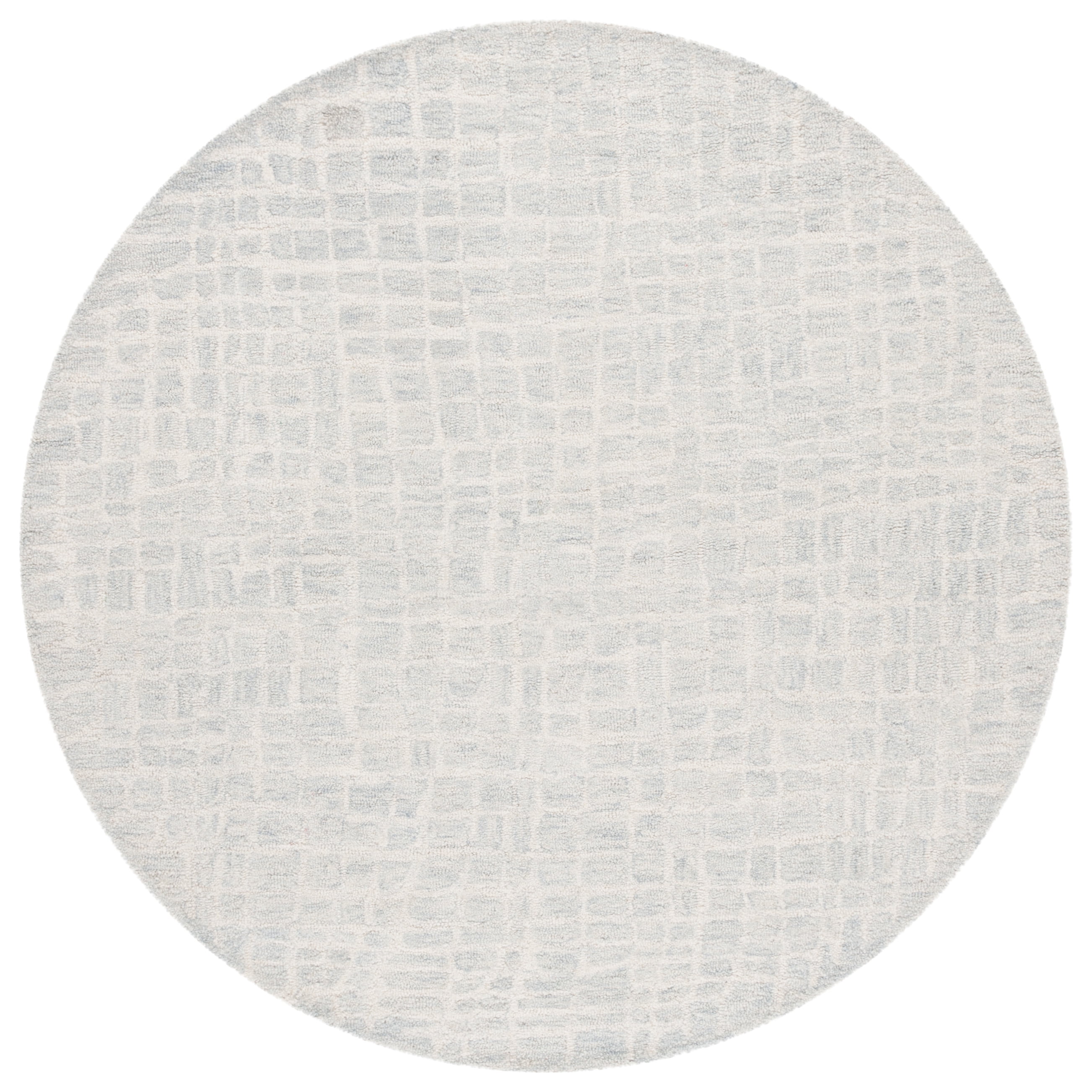 SAFAVIEH Ebony Albina Plaid Area Rug, Ivory/Light Blue, 6' x 6' Round
