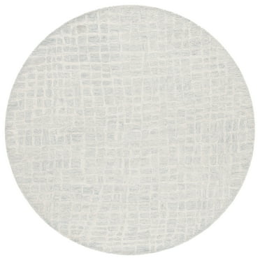 SAFAVIEH Ebony Albina Plaid Area Rug, Ivory/Light Blue, 6' x 6' Round