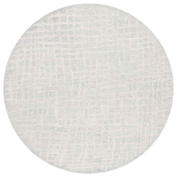 SAFAVIEH Ebony Albina Plaid Area Rug, Ivory/Light Blue, 6' x 6' Round