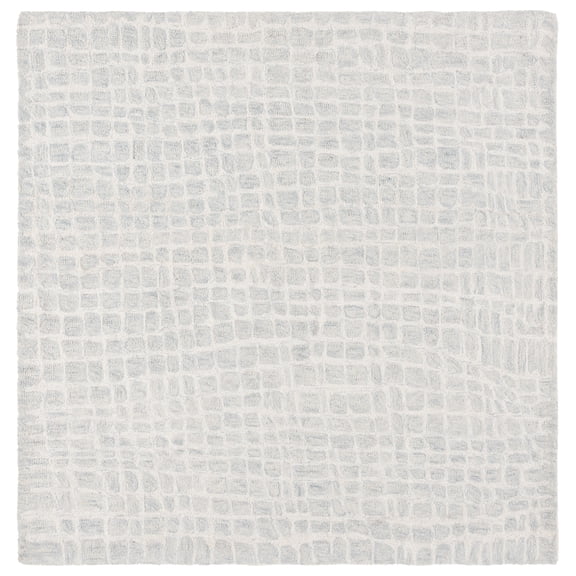 SAFAVIEH Ebony Albina Plaid Area Rug, Ivory/Light Blue, 6' x 6' Square