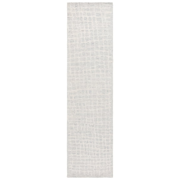 SAFAVIEH Ebony Albina Plaid Runner Rug, Ivory/Light Blue, 2'3" x 9'
