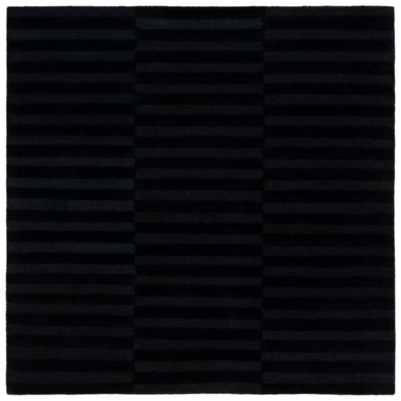 SAFAVIEH Ebony Amaia Geometric Striped Area Rug, Charcoal, 6' x 6' Square