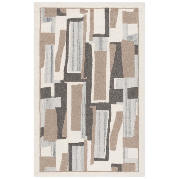 SAFAVIEH Ebony Amery Geometric Area Rug, Ivory/Brown, 4' x 6'