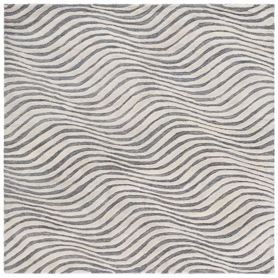 SAFAVIEH Ebony Baldric Geometric Area Rug, Gray/Ivory, 6' x 6' Square